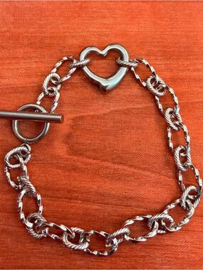 Silver Heart Toggle Chain Bracelet